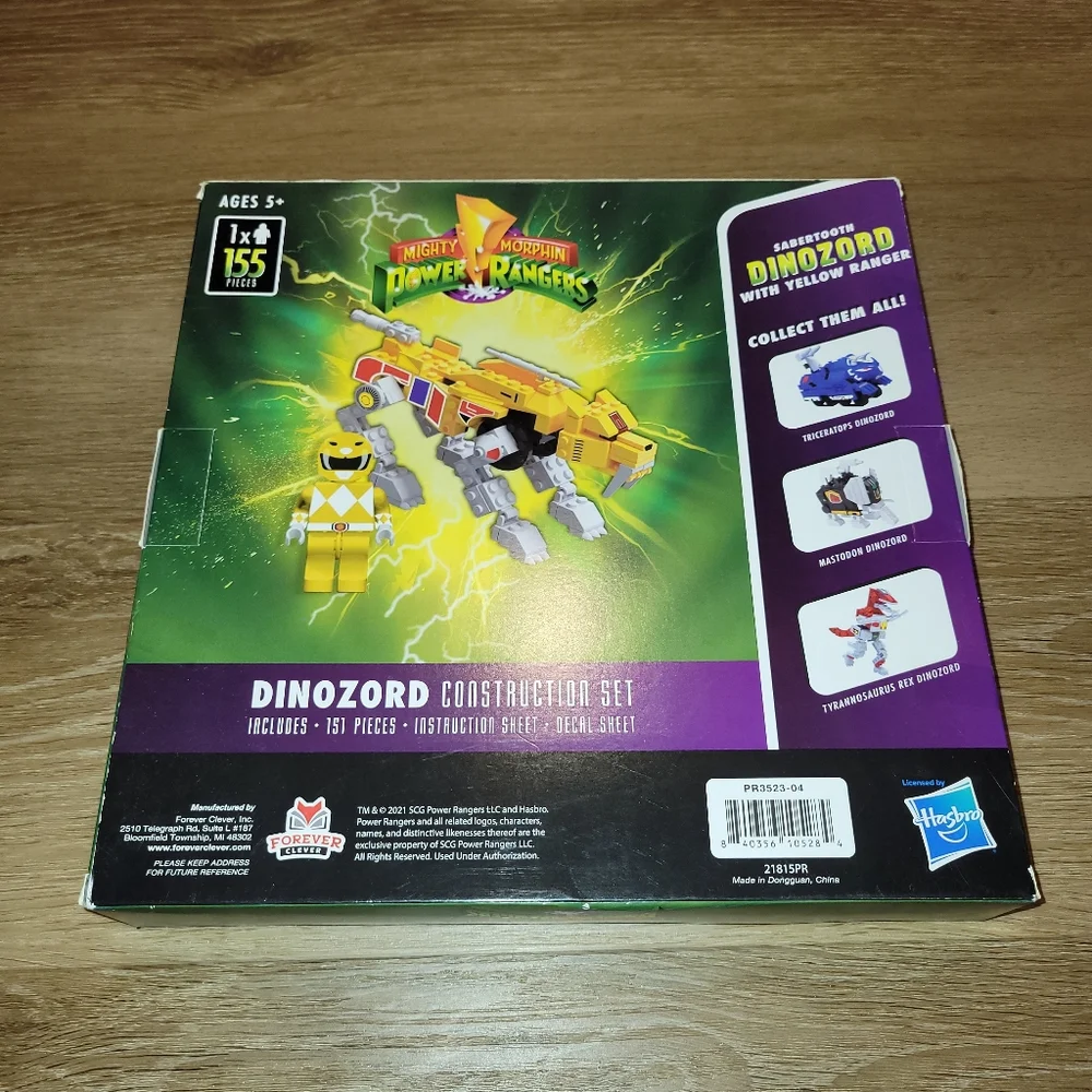 Power Rangers Sabertooth Dinozord Construction Set Yellow Ranger New